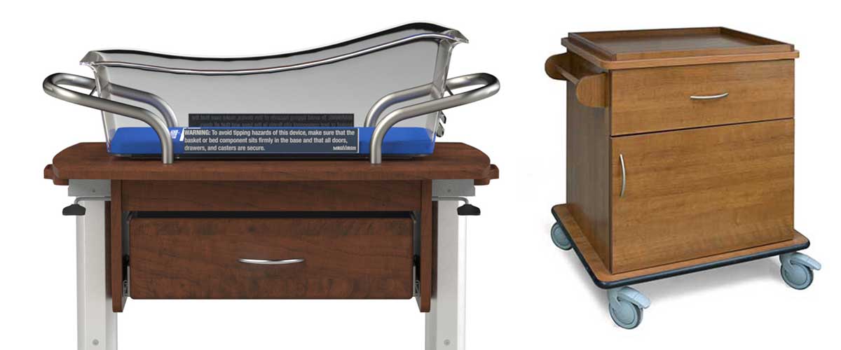 Height Adjustable Baby Bassinet and Scale Cart at Convergint Innovative Medical