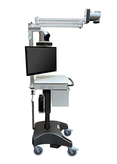 custom-medical-computer-cart-extended-camera-boom-arm-mount-400x560 Custom Medical Computer Cart with Extended Camera Boom Arm Mount