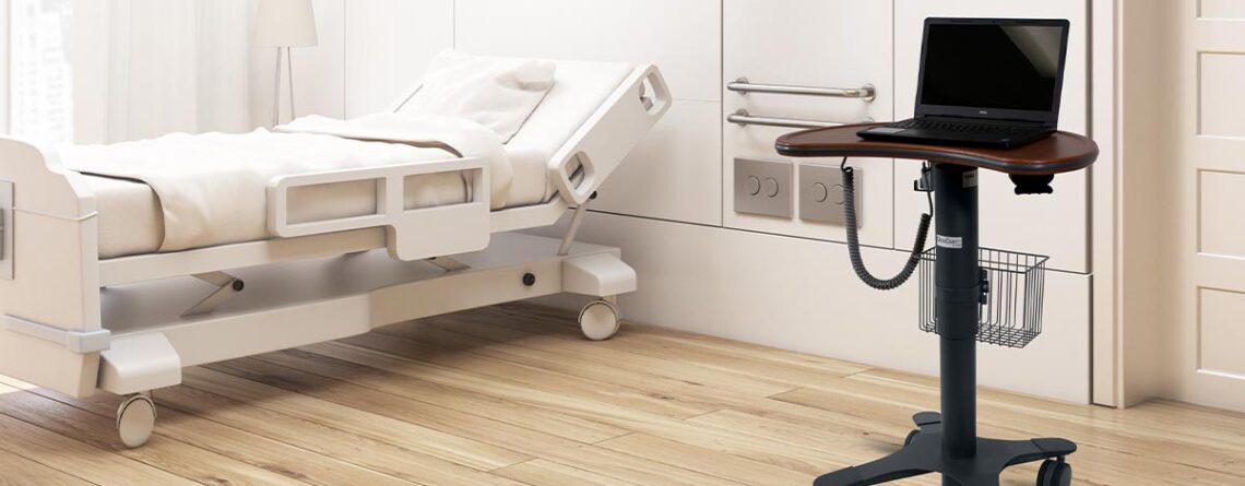 Medical Laptop Cart in Hospital Patient Room