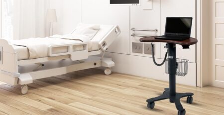 Medical Laptop Cart in Hospital Patient Room