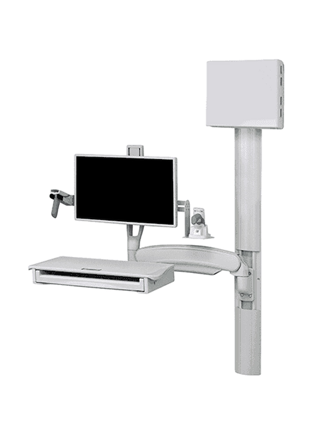 Wall Mount with Barcode Scanner Mount, Handles, and CPU Mount