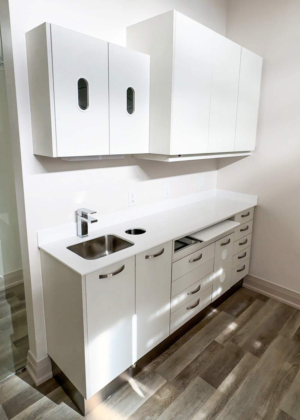 White Dental Cabinets with Sink