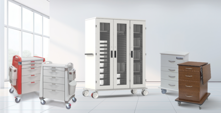 Different types of medical supply carts in healthcare facility