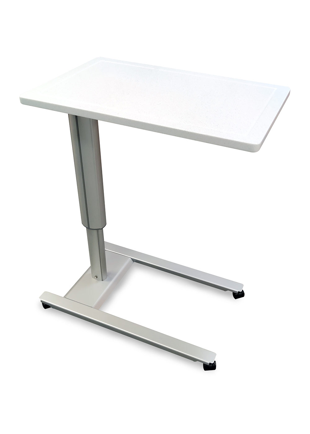 White medical grade over bed table